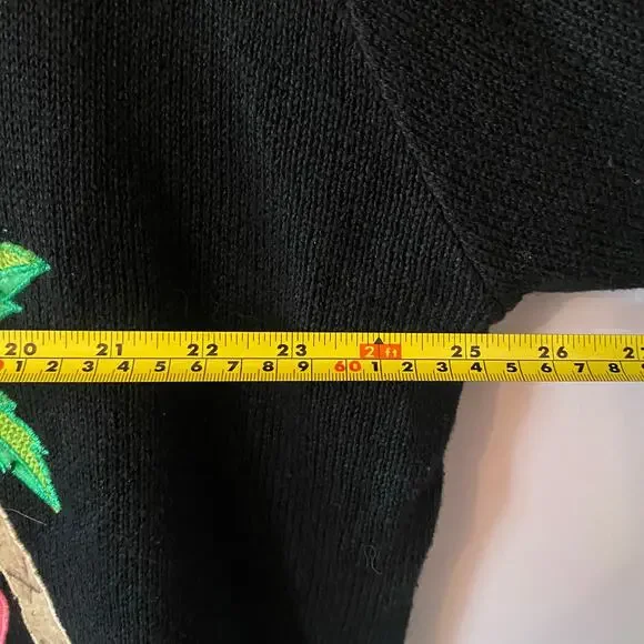 The Quacker Factory Black Knit Flamingo Sequin Tropical Cardigan Sweater 2XL - Picture 8 of 9